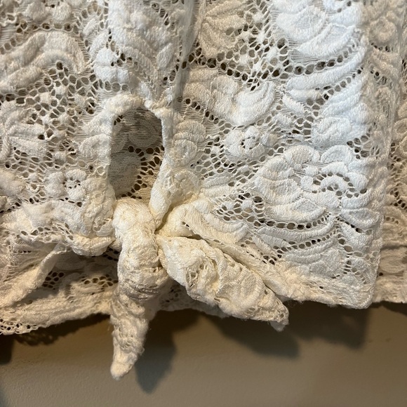 H.I.P. White Lace Top with Black Trim Accents - Picture 9 of 14